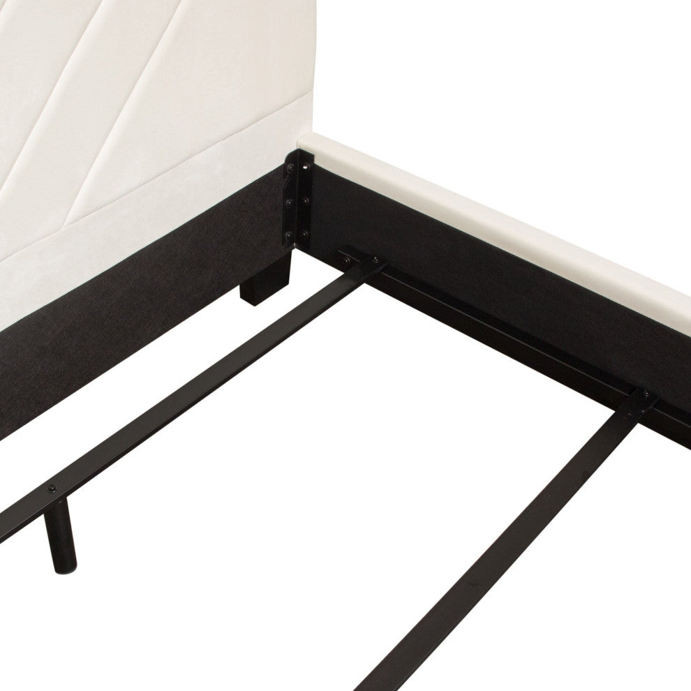 Vogue Eastern King Bed, Light Cream Velvet