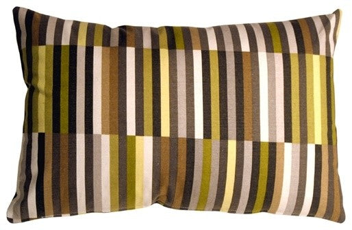 Pillow Decor - Waverly Side Step Throw Pillow, Brown, Avocado, 16" X 24"