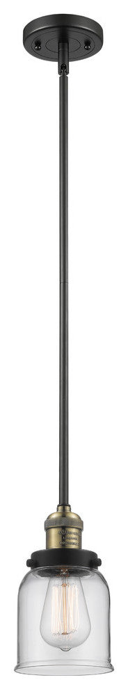Small Bell 1-Light LED Pendant, Black Antique Brass, Glass: Clear