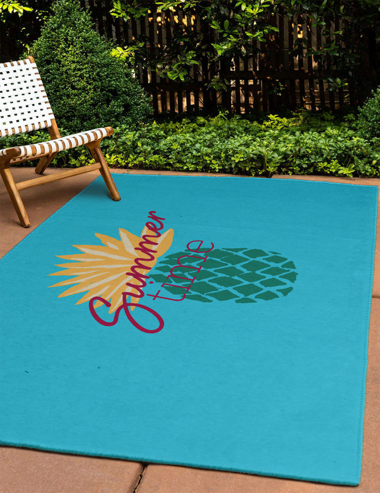 Summer Time Pineapple Tropical Chenille Area Rug