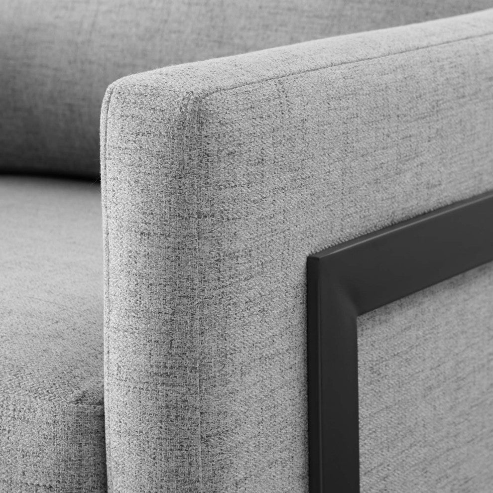 Accent Chair, Fabric, Metal, Black Gray, Modern, Living Lounge Hospitality