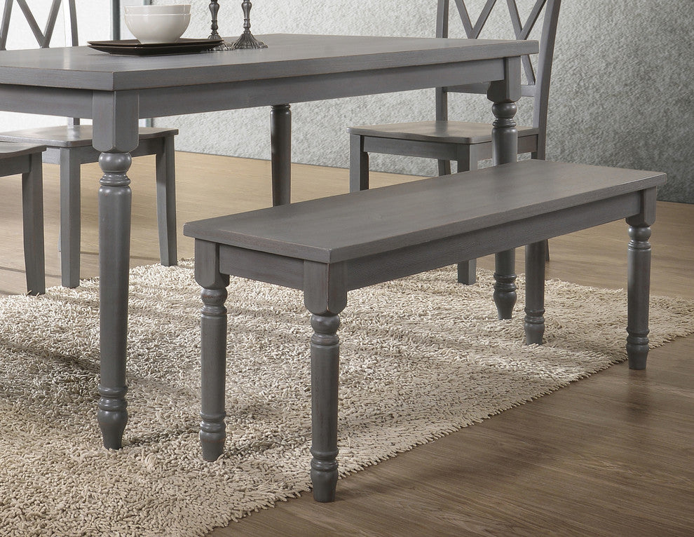 Luxembourg Farmhouse Dining Bench, Rustic Gray