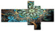 Lighted Blue Fractal Blue Flowers, Floral Art Canvas Print, 60"x32", 5 panels