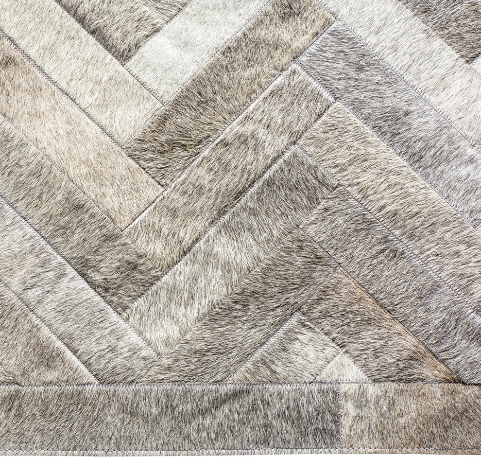 Cowhide Patchwork Rug, Plutus, Ashen, 12'x15'