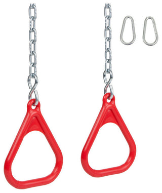 Swing Set Trapeze Rings With Chains, Set of 2, Red