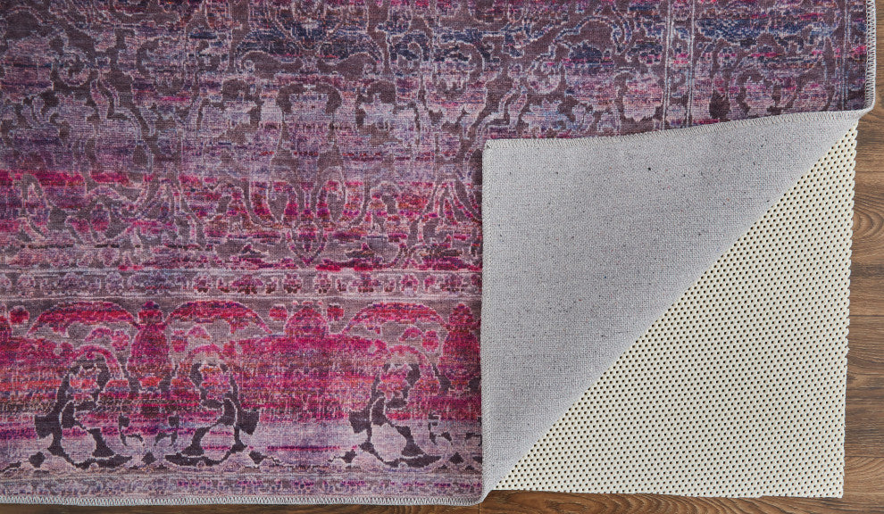 Welch Oriental Machine Washable Pink/Purple Rug, 10'6"x14'