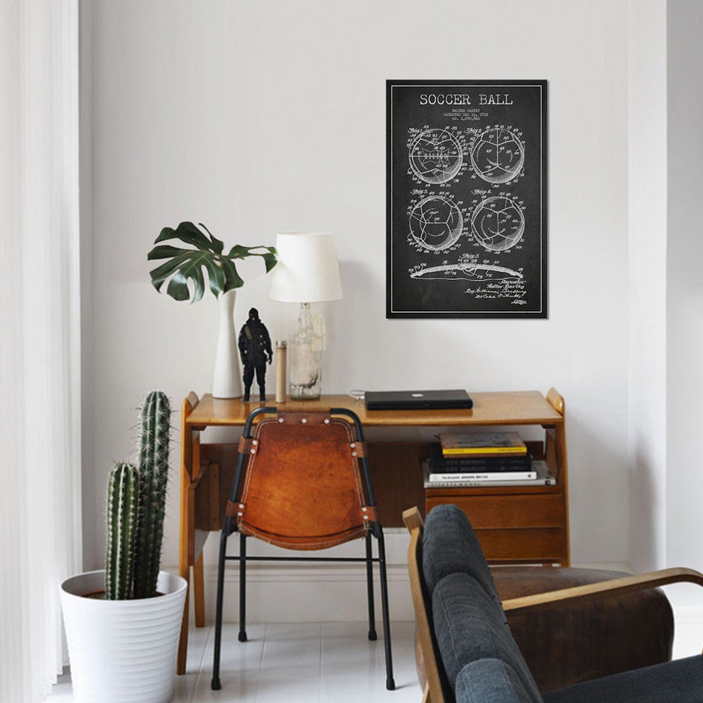 "Bartky Soccer Ball Charcoal Patent Blueprint" Wrapped Canvas Print, 26x18x1.5