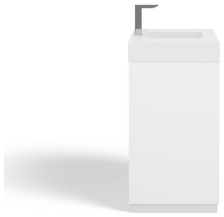 Boutique Bath Vanity, High Gloss White, 40", Single Sink, Freestanding