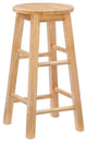 Linon Sims Classic 24" Backless Round Counter Stool in Natural Brown Rubberwood