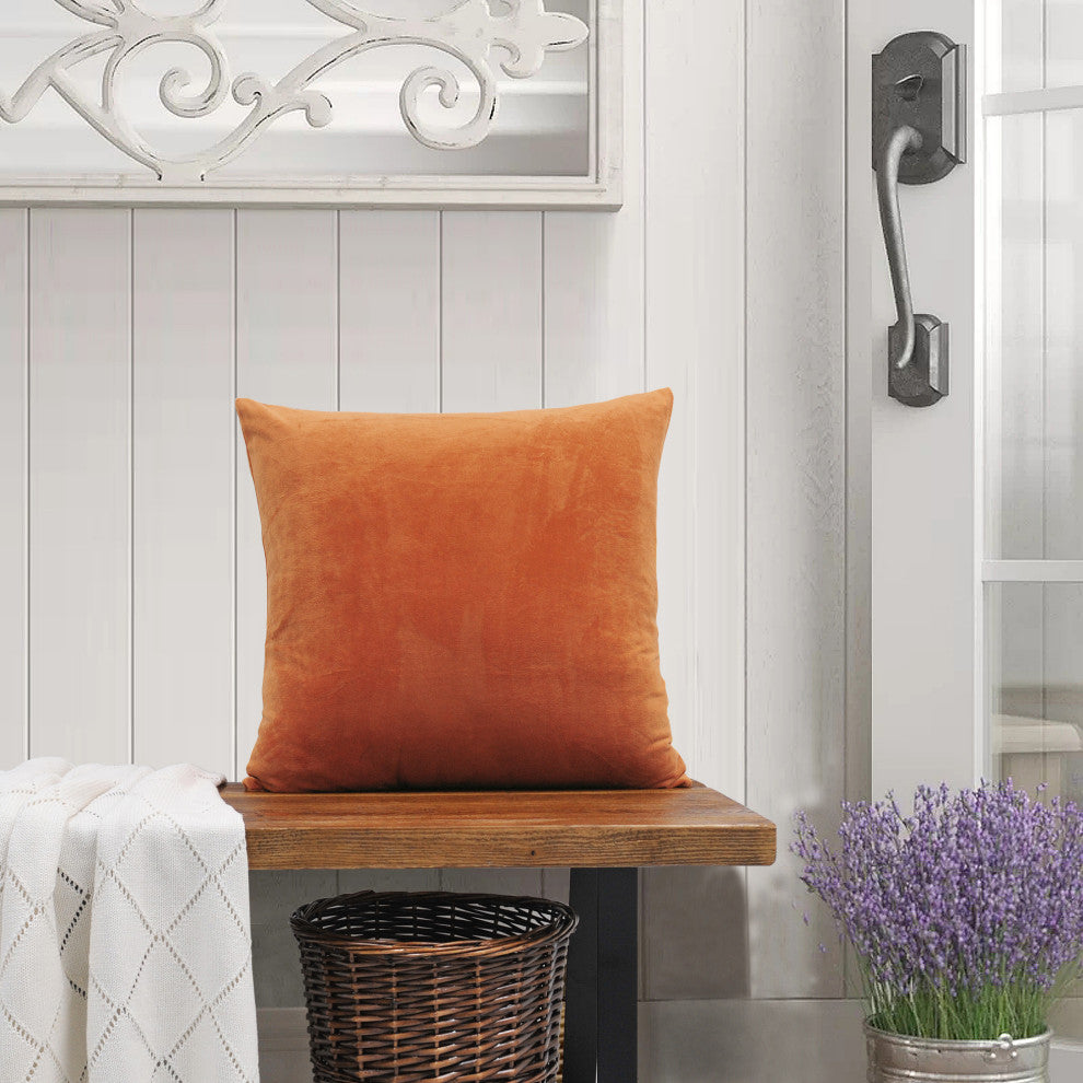Supersoft Throw Pillow Cover 4 Piece Set, Burnt Orange