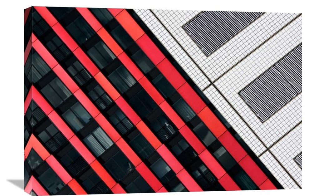 "Red Diagonals." Stretched Canvas Giclee by Greetje Van Son, 30"x20"
