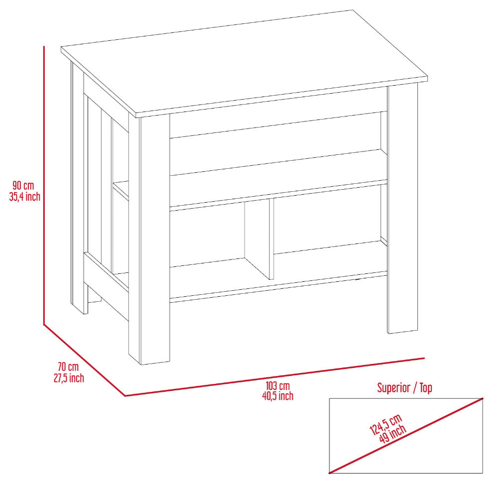 Kitchen Island Dozza, Kitchen, Dark Brown / Onyx