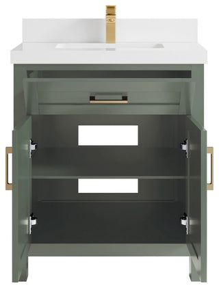 Cambridge 30" Single Sink Bath Vanity in Evergreen 2" White Quartz