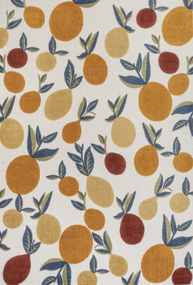 Limone Bold Lemon High-Low Indoor/Outdoor Area Rug, Orange/Beige/Cream, 5 X 8
