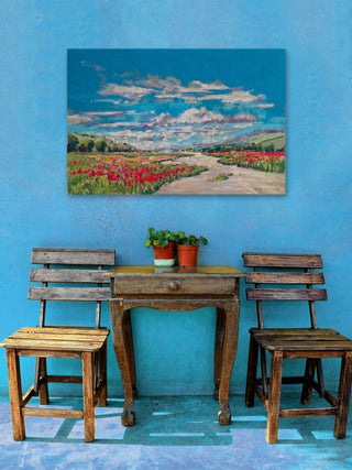 "Poppy Path V" Painting Print on Wrapped Canvas, 18"x12"