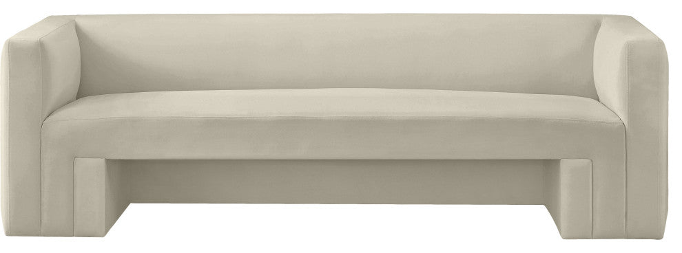 Henson Velvet Upholstered Sofa, Cream