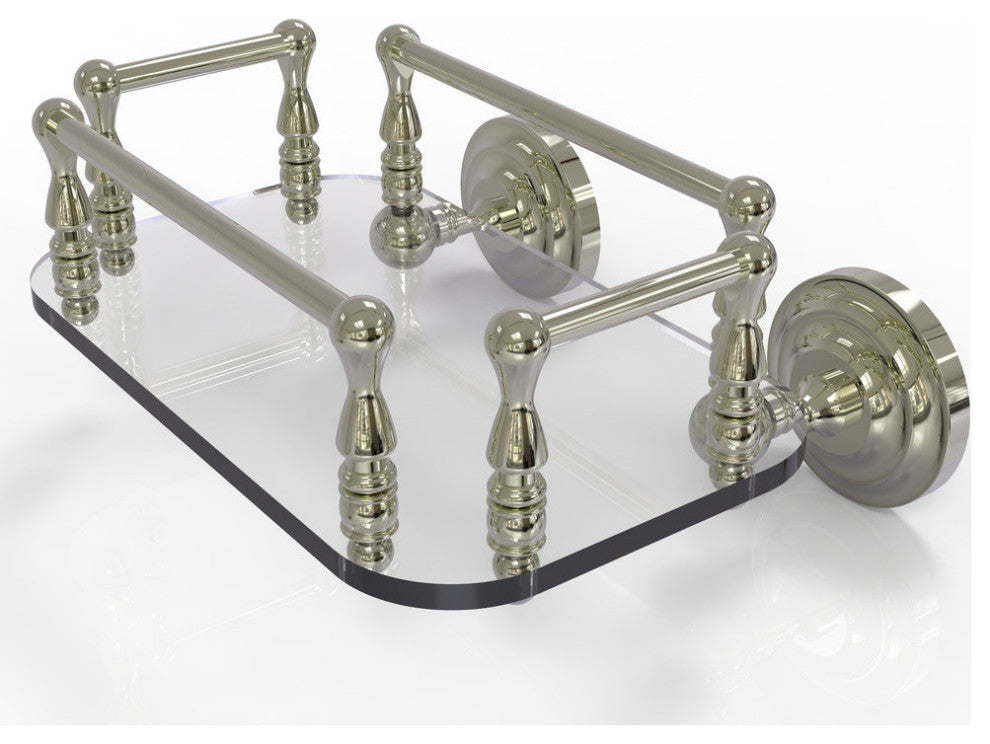 Que New Wall Mounted Glass Guest Towel Tray, Polished Nickel