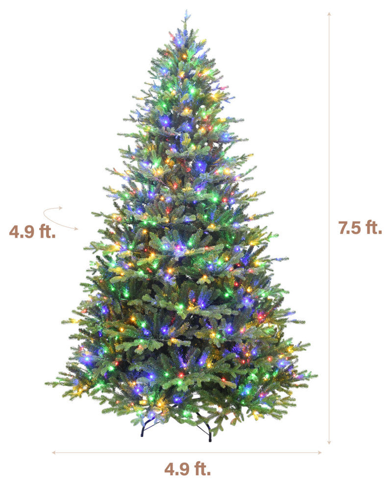 7.5-Ft. Oregon Pine Christmas Tree, Multi-Color LED String Lighting