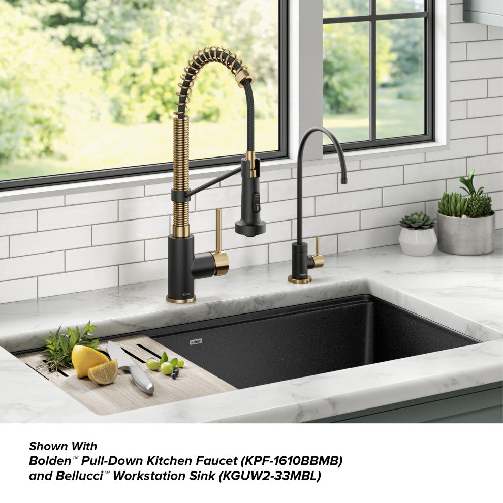 Purita Drinking Water Dispenser Beverage Kitchen Faucet, Brush Brass Matte Black