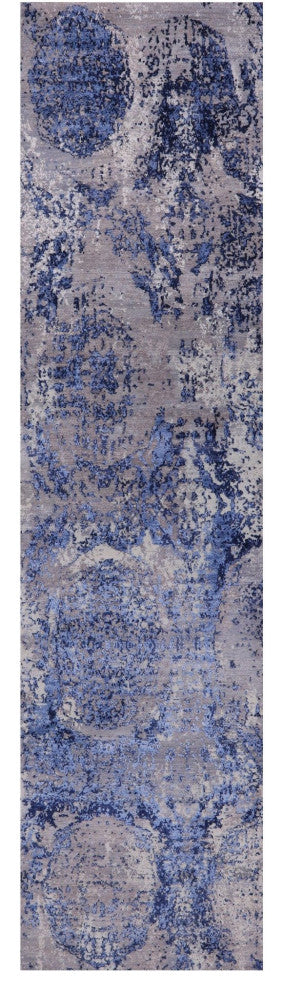 Runner Wool and Silk Modern Handmade Rug 3' 0" X 12' 4" Q9069