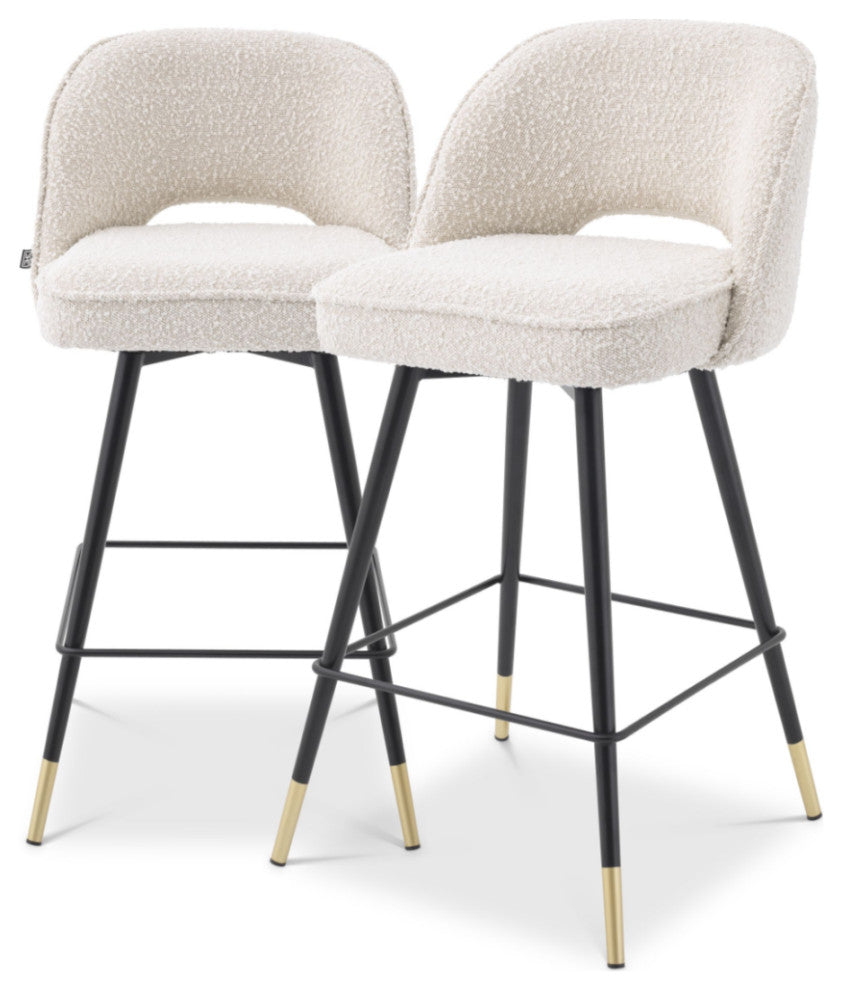 BouclÃ© Cream Counter Armless Stool (Set of 2) | Eichholtz Cliff, Cream