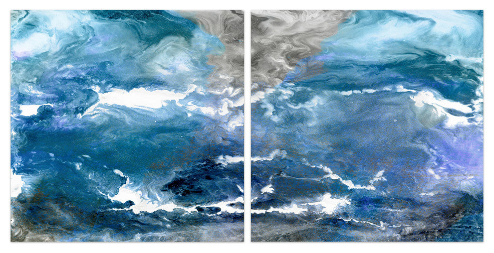 "Glistening Tide" Abstract Wall Art Frameless Free Floating Tempered Glass Print