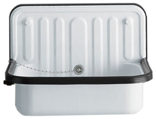 Wall Mounted Service / Utility Sink, White Glazed Steel, Black Trim