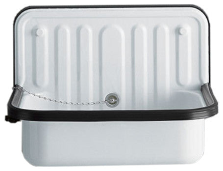 Wall Mounted Service / Utility Sink, White Glazed Steel, Black Trim