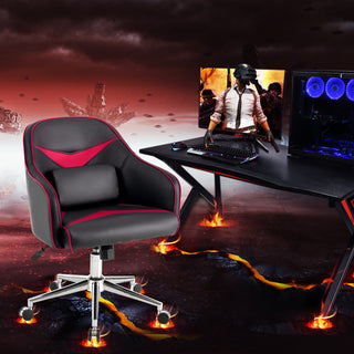 Office Chair Task Desk Swivel Adjustable Height w/ Massage Lumbar Support Red