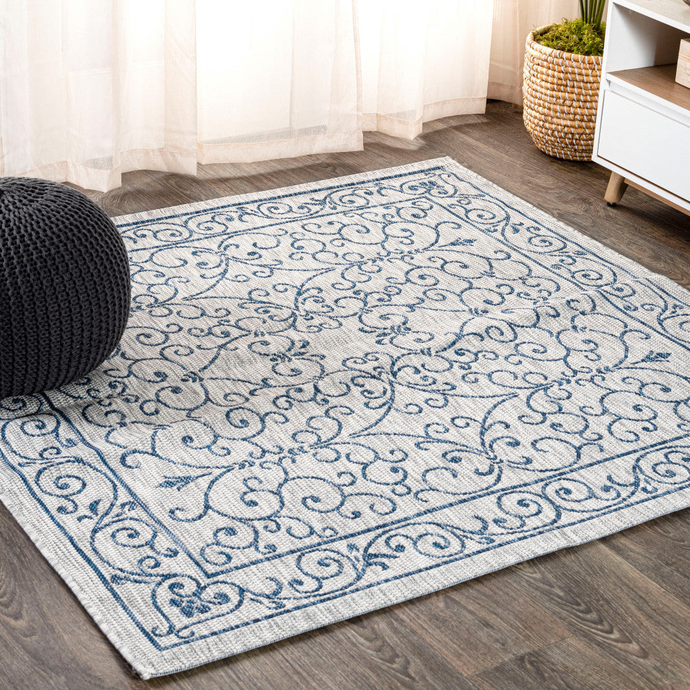 Charleston Vintage Filigree Textured Weave Indoor/Outdoor Area Rug
