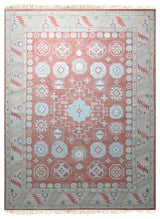 Hand-Knotted Wool Rust Traditional Geometric Modern Knotted Rug, 6' X 9'