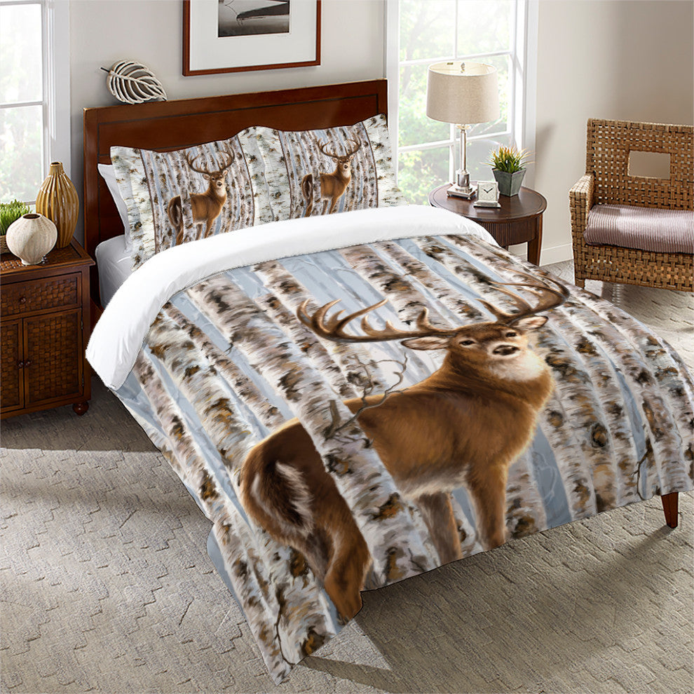 Buck in Birches King Comforter