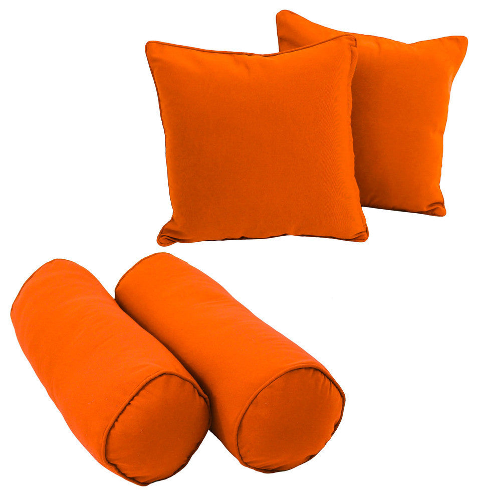 Solid Twill Throw Pillows With Inserts, 4-Piece Set, Tangerine Dream