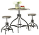 3 Piece Adjustable Counter Height Set, Gray Oak/Black Finish