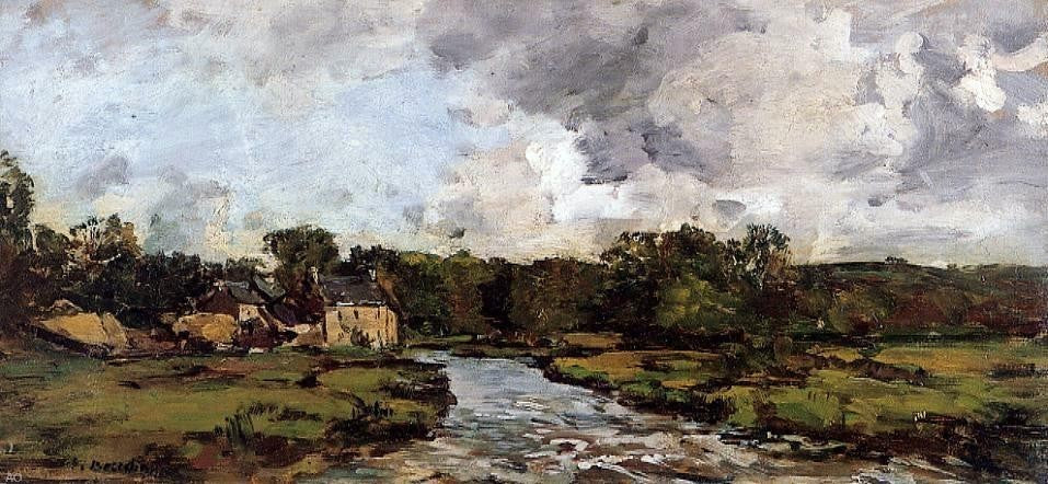 Eugene-Louis Boudin Riviere de l'hospital, 15"x30" Gallery Wrapped Canvas