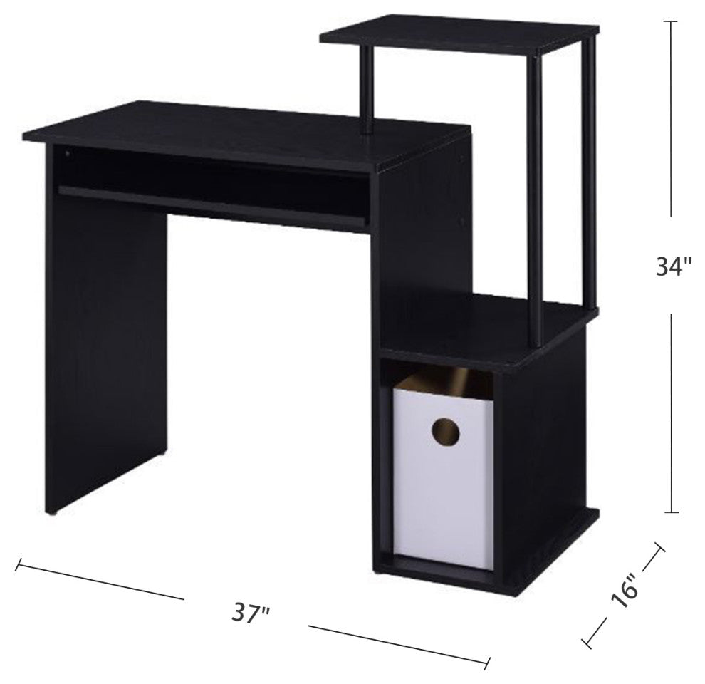 Computer Desk With Keyboard Tray, Black Finish