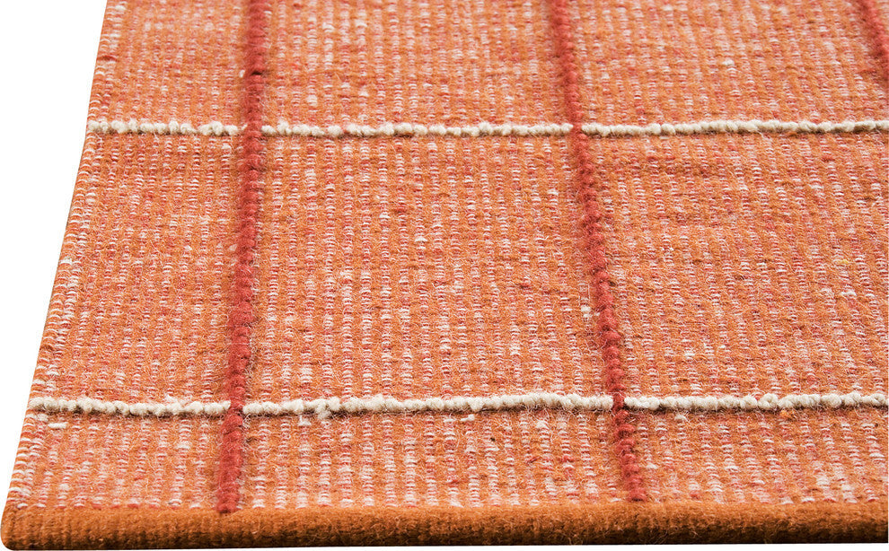 Hand Woven Rust Wool Area Rug, 5'6"x7'10"