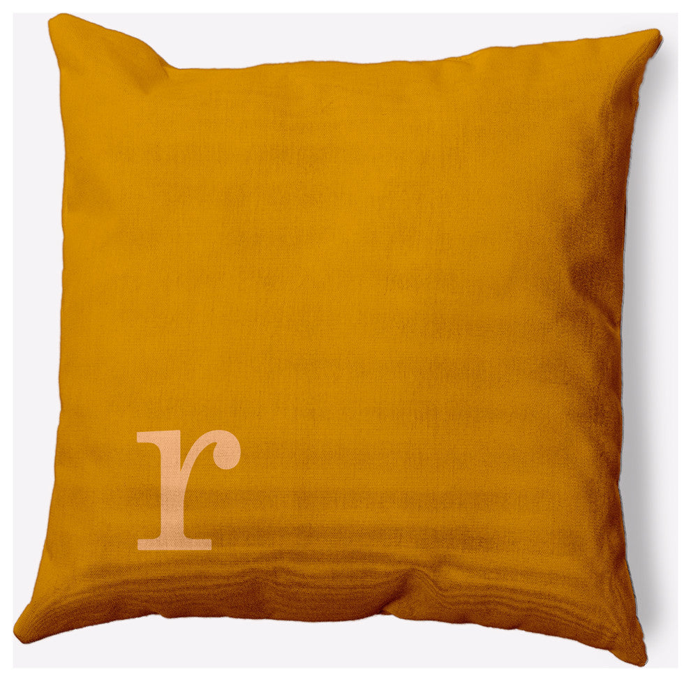 20" x 20" Modern Monogram Indoor/Outdoor Polyester Throw Pillow, Autumn Gold