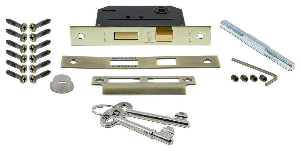 Meadows Plate Interior Mortise Craftsman Door Knob, Antique Brass