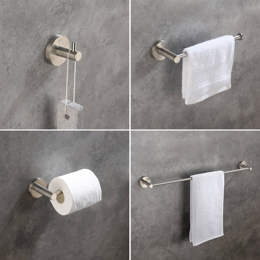 Circular 4 Piece Hardware Set, Brush Nickel