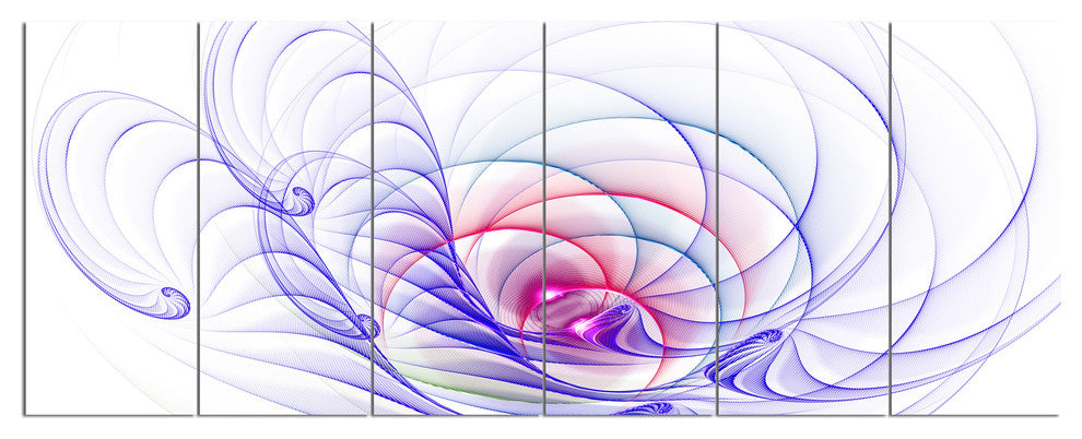 3D Blue Surreal Illustration, Abstract Wall Art Canvas, 70"x28", 6 Panels