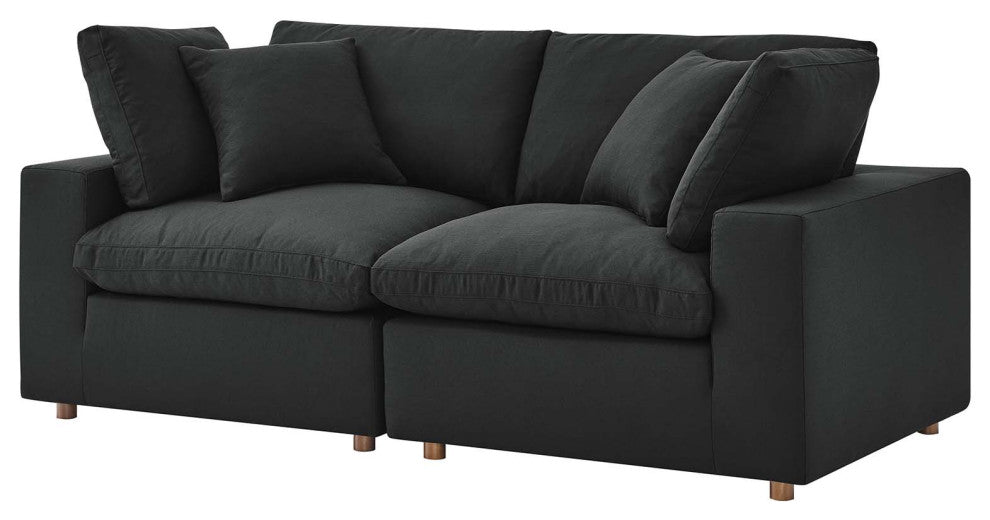 Modular Deep Sofa, Black, Fabric, Modern, Lounge Cafe Hotel Lobby Hospitality