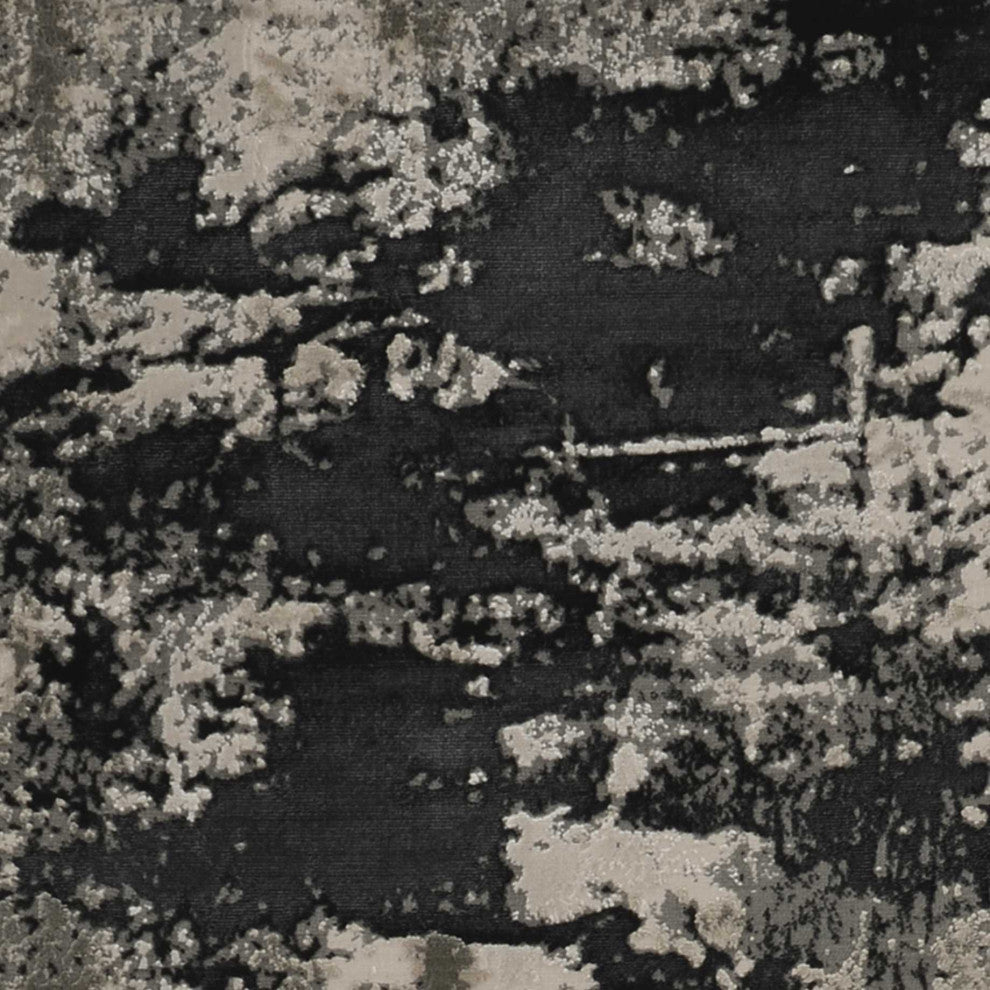 HomeRoots 6' x 9' Polyester Silver Charcoal Area Rug