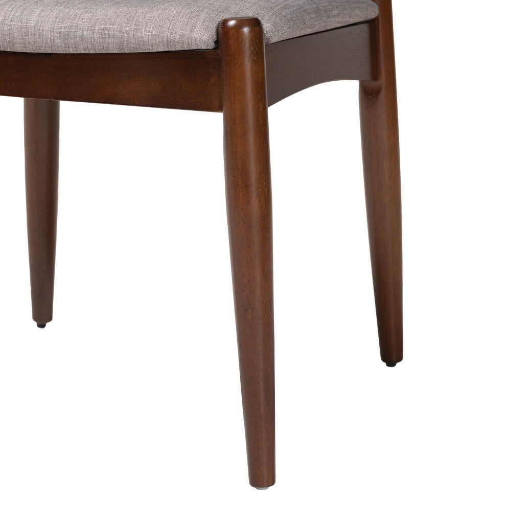 Nicola Mid-Century Modern Light Gray and Walnut Dining Chairs, Set of 2