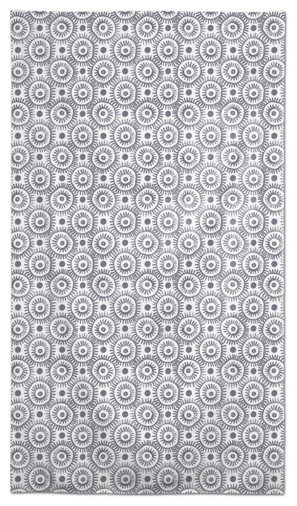 Dark Gray Boho Circles 58 x 102 Outdoor Tablecloth