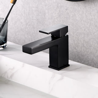 Luxier BSH05-S Single-Handle Bathroom Faucet with Drain, Matte Black