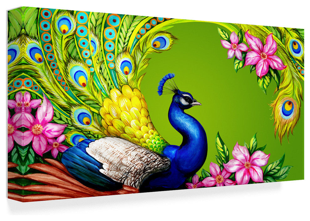 Maria Rytova 'Gorgeous Peacock' Canvas Art, 47"x24"