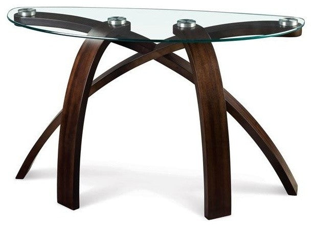 Allure Hazelnut Finish Wood and Glass Sofa Table