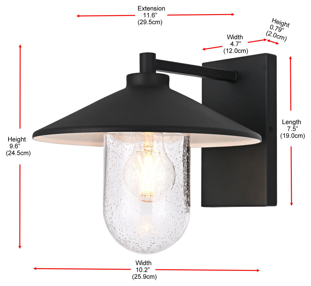 Home Living 10" Outdoor Wall Sconce, Black