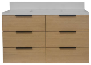 Oslo 42" Floating Wall Mounted Bathroom Vanity, Blonde, Matte White